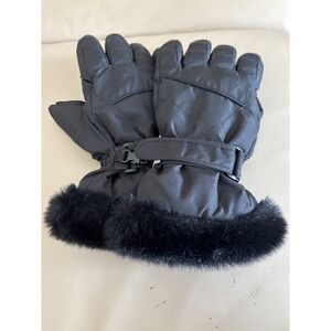 3M Thinsulate Black Winter Ski Gloves Women Faux Fur Trim Insulated Warm 
A995
